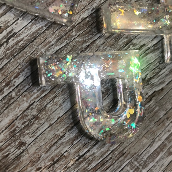 Aurora Rainbow Confetti Custom Letter Keychain - Picture 14 of 17